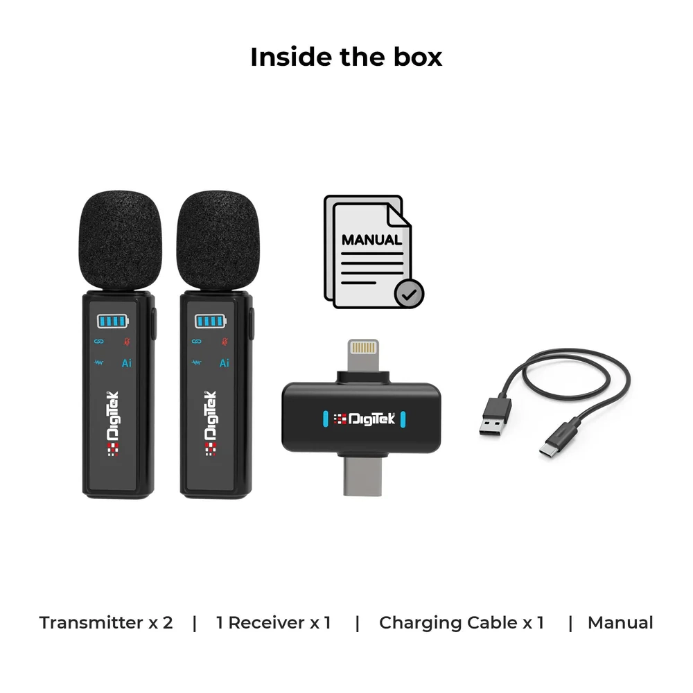DigiTek Wireless Microphone Type-C | iOS With 2 Mic (DWM-021) view 3